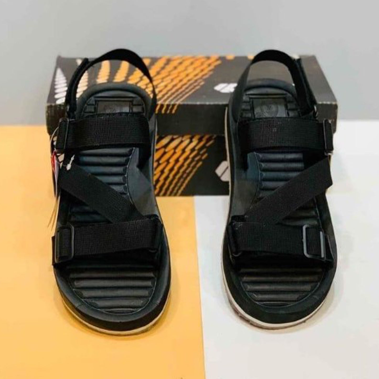 Men's Elastic Fibre Sports Sandals, Black FM