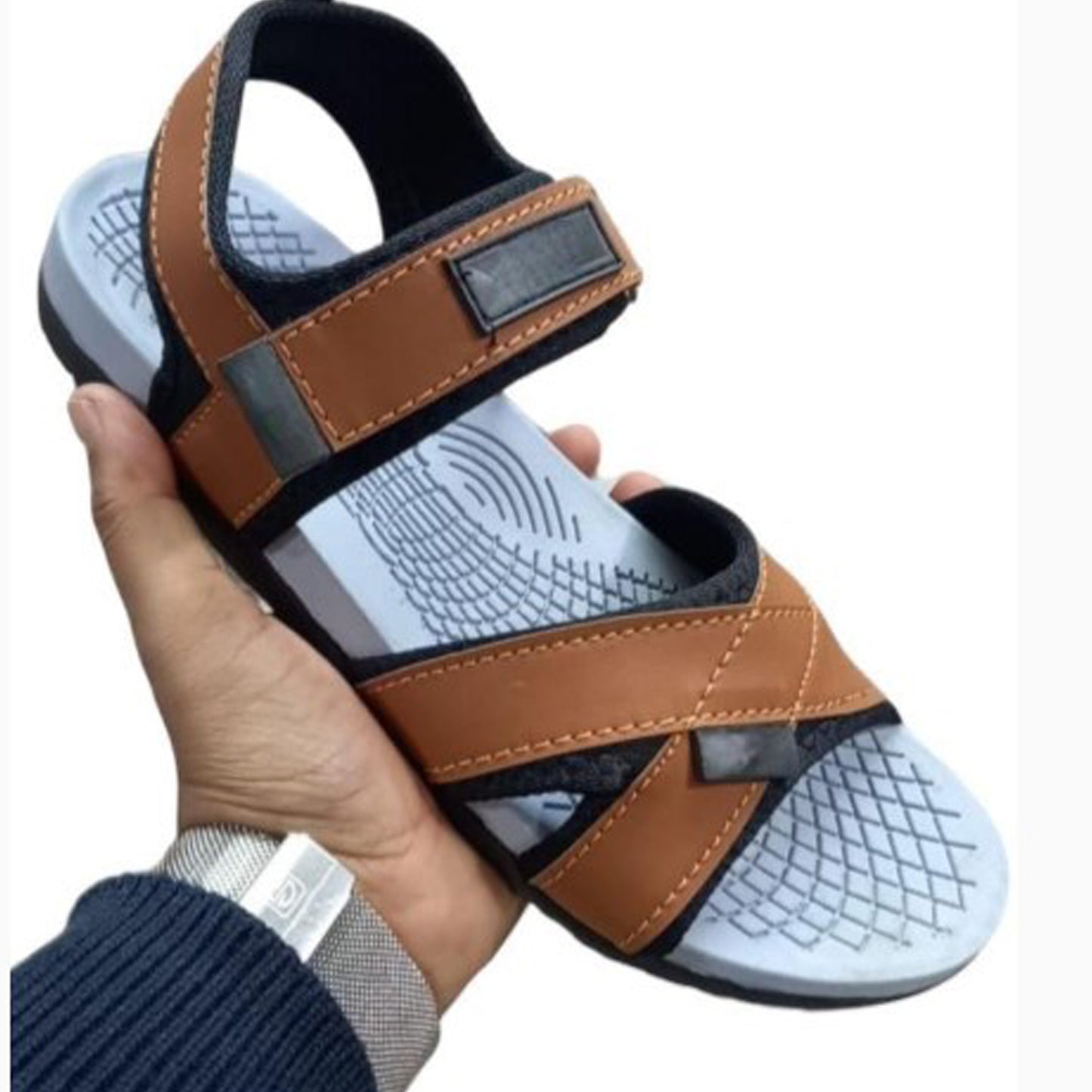 Men's Elastic Fibre Casual Sandals, Mustard Kitto