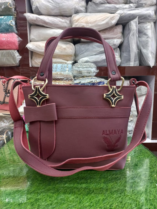 Almaya Mehroon Collar Hand Bag – Elegant & Stylish Design