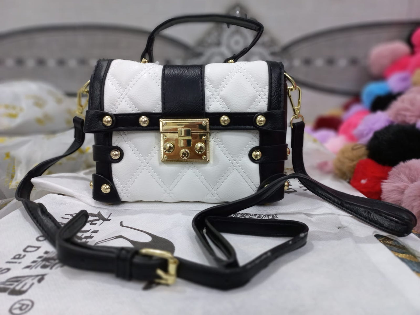 Jimmy Choo Quilted Luxury Handbag – Black & White Elegance
