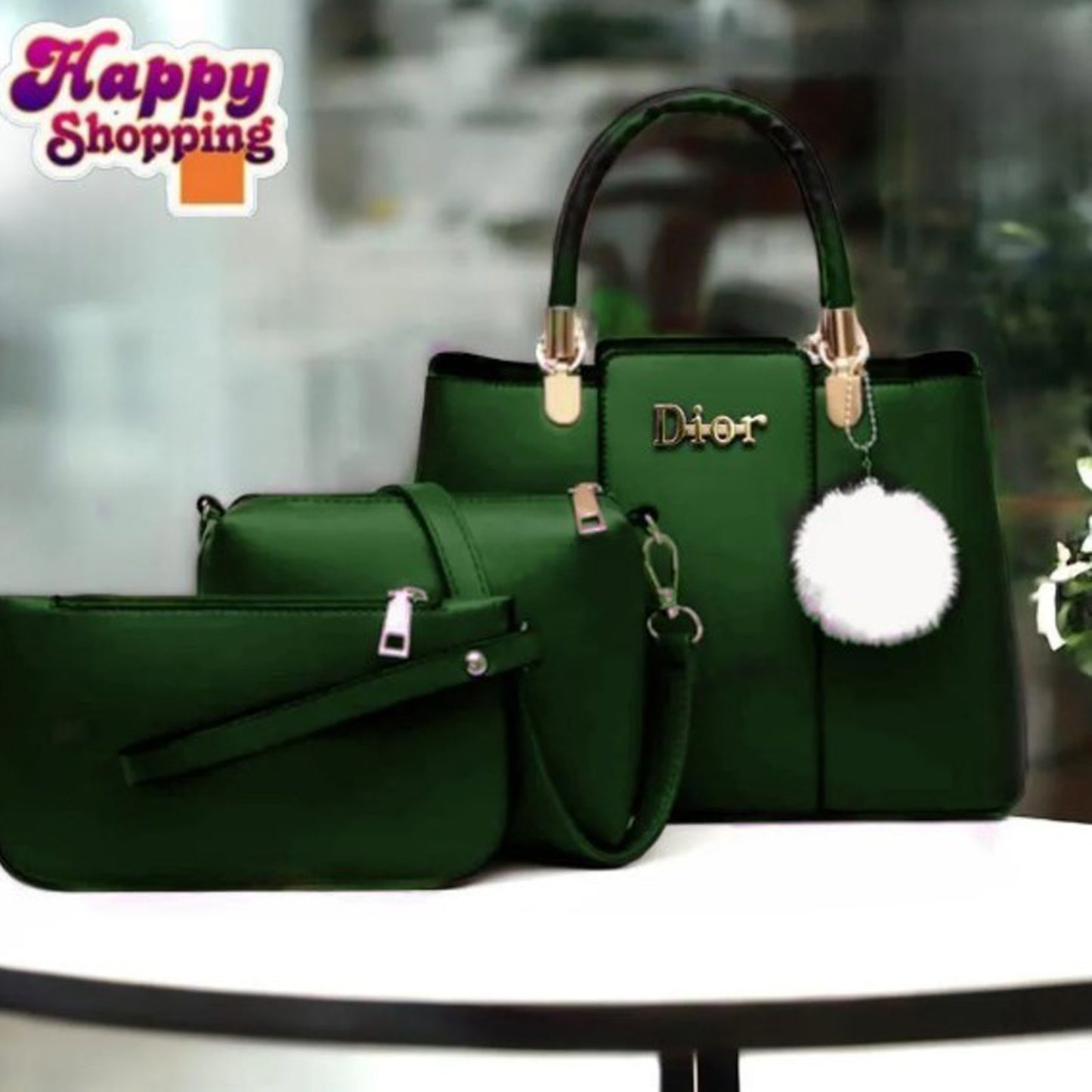 Women’s PU Leather Plain Handbag Set – 3 Pcs | Stylish & Durable