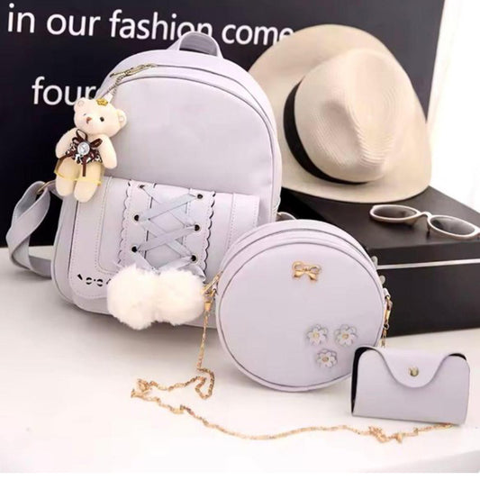 3 Pcs Nylon Backpack Set – Lightweight, Durable & Stylish