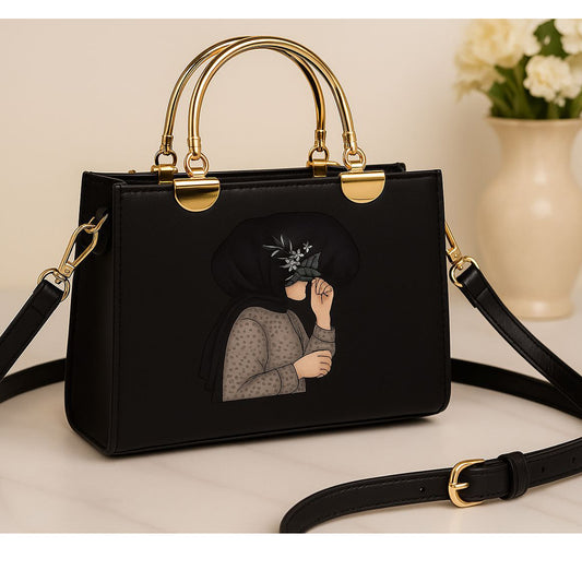 Elegant Artistic Handbag with Golden Handle(ALL IN 1)