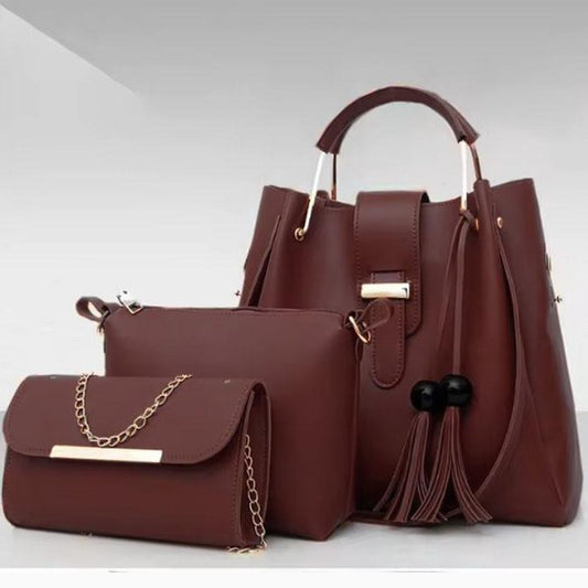 Women's PU Leather Plain Handbag – Stylish & Durable Everyday Bag
