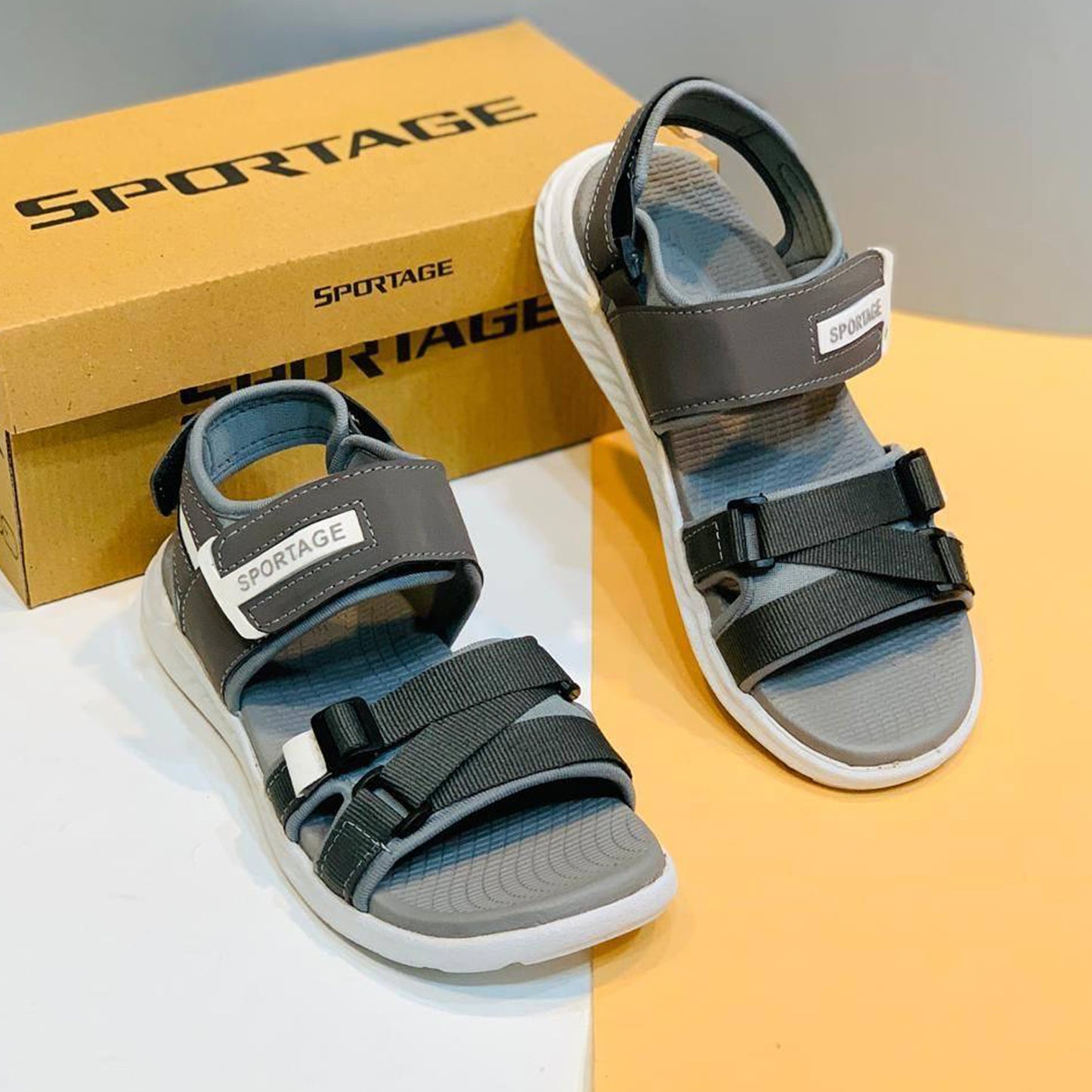 Men's Rexine Fancy Sandals Sportage Grey