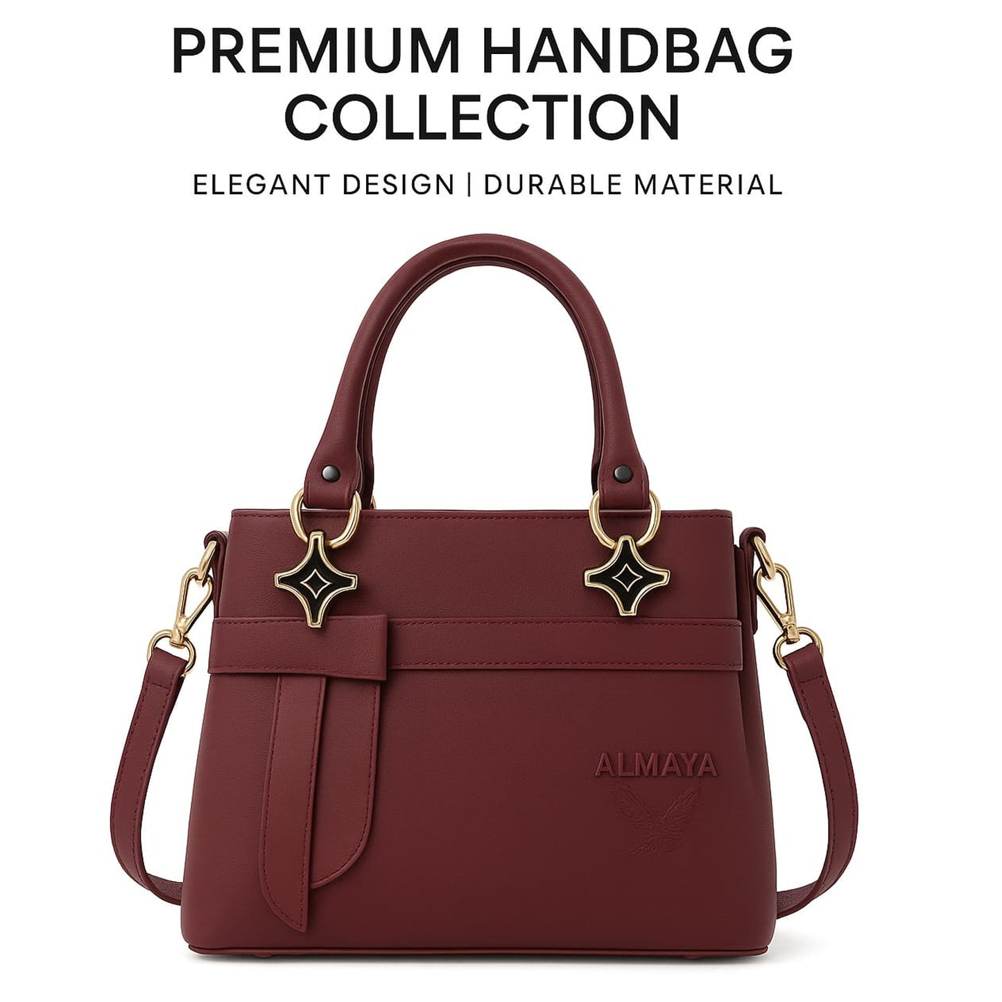 Almaya Mehroon Collar Hand Bag – Elegant & Stylish Design