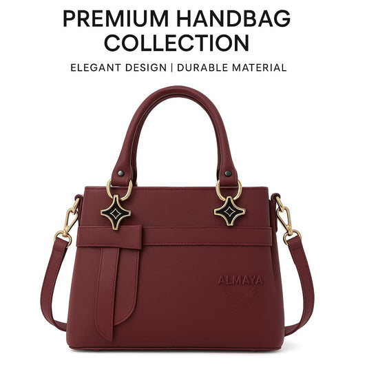 Almaya Mehroon Collar Hand Bag – Elegant & Stylish Design