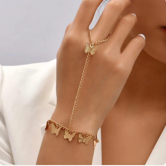 1 Pc Alloy Gold Plated Butterfly Charm Bracelet | Modern & Stylish