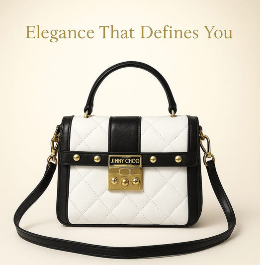 Jimmy Choo Quilted Luxury Handbag – Black & White Elegance