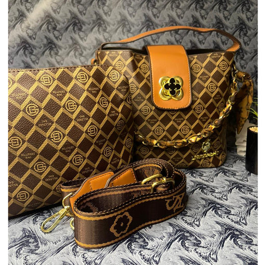 Luxury Brown Pattern Handbag Set – Stylish & Premium Quality