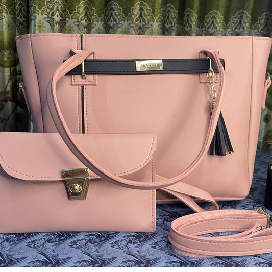 Premium Nude Pink Leather Handbag Set – Elegant & Durable