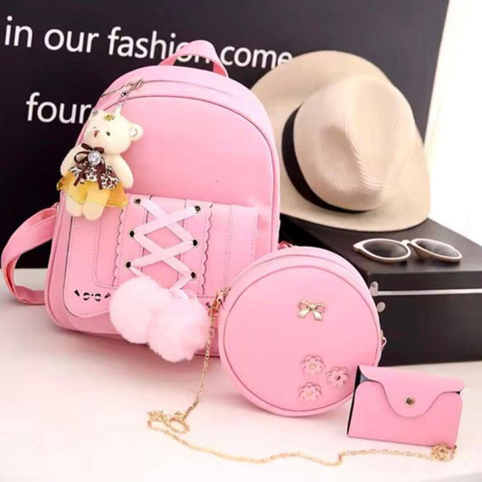3 Pcs Nylon Backpack Set – Lightweight, Durable & Stylish
